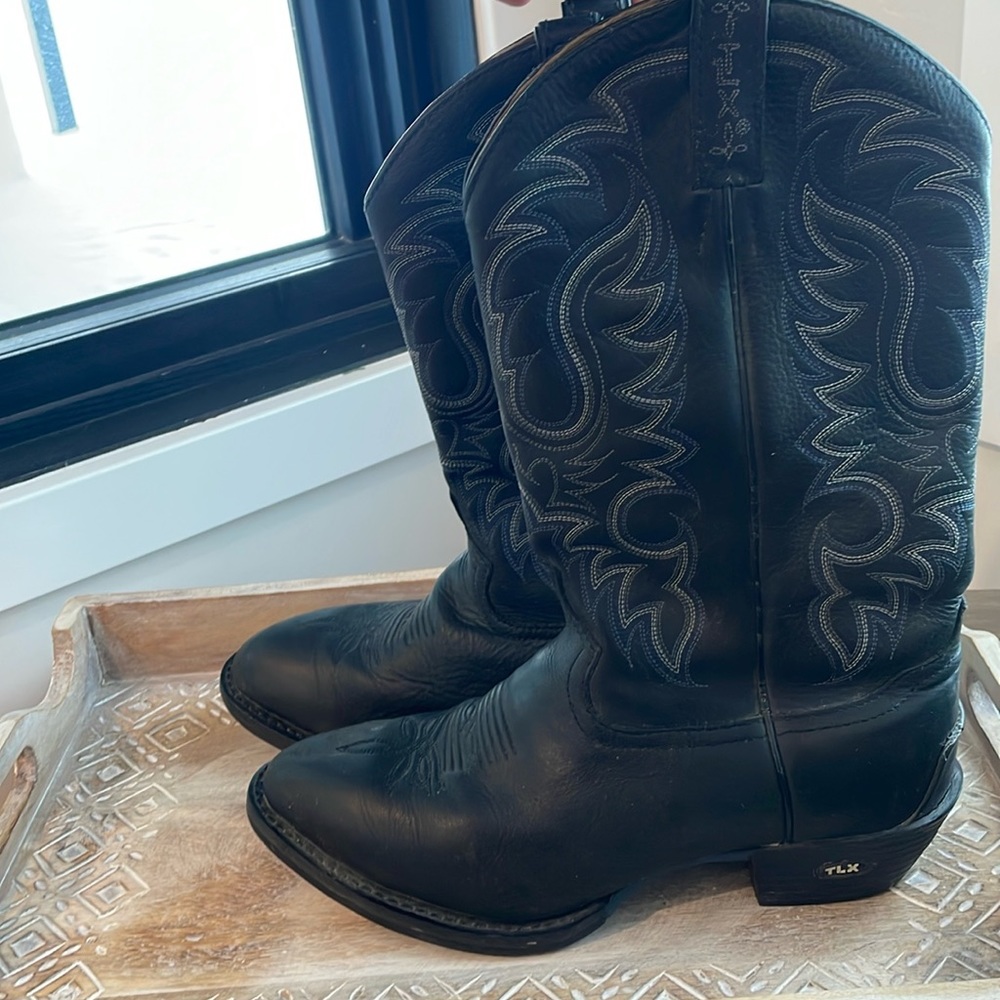 Vintage Tony Lama TLX Black Cowboy Boots 9.5